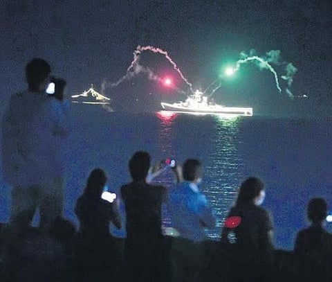 Rehearsals as a part of MILAN at RK Beach in Visakhapatnam on Saturday. (Photo| EPS, G Satyanarayana)