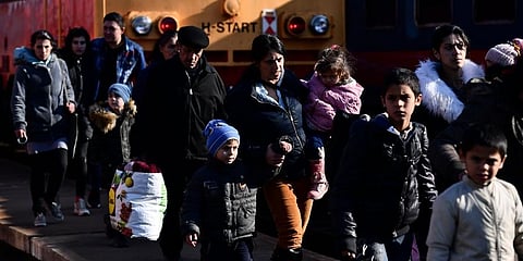 Refugees fleeing conflict from neighboring Ukraine arrive to Zahony, Hungary. (Photo | AP)