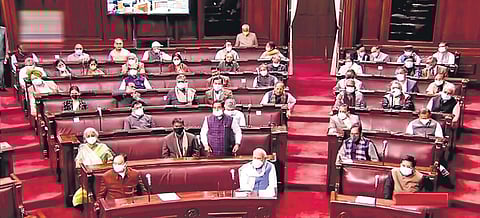Parliamentary Affairs Minister Pralhad Joshi speaks during Budget session in Parliament on Wednesday | PTI