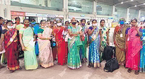 Happiness onboard: 31 TN women beedi-rollers take their life's first flight ever