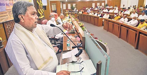 Congress Legislature Party leader and former CM Siddaramaiah addresses a training workshop for legislators in Bengaluru on Thursday | nagaraja gadekal