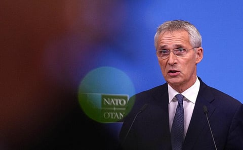 NATO Secretary General Jens Stoltenberg speaks during a media conference at NATO headquarters in Brussels. (Photo | AP)