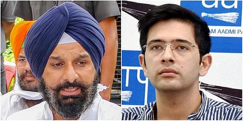 SAD leader Bikram Singh Majithia (L) and AAP leader Raghav Chadha (File photo| PTI)