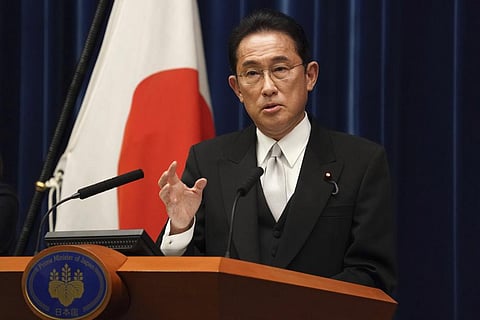 Japanese Prime Minister Fumio Kishida speaks during a news conference at the prime minister's official residence in Tokyo, Japan. (Photo | AP)