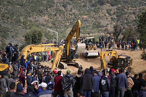 The rescue works underway to save Rayan (AP Photo/Mosa'ab Elshamy)