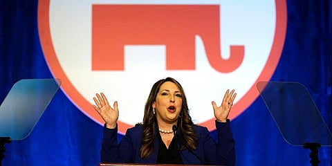 Ronna McDaniel, the GOP chairwoman, speaks during the Republican National Committee winter meeting Friday, Feb. 4, 2022, in Salt Lake City. (Photo | AP)