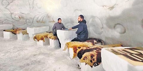 The igloo cafe in Gulmarg can serve 40 people at a time. (Photo | EPS)