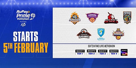 Prime Volleyball League starts on February 5th.(Photo | Twitter @PrimeVolley)