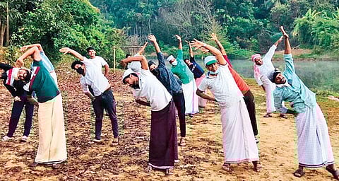 Youth League activists exercising as part of Fajr Club programme in Kozhikode