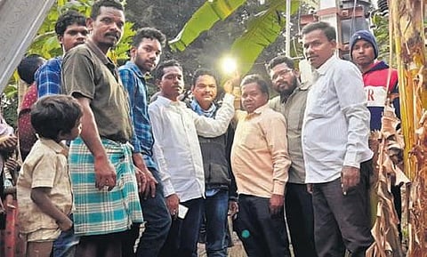 Electrification brings cheer to the tribals of hilltop village Neredi Bandha in  G Madugula mandal in Visakhapatnam district. (Photo | Express)