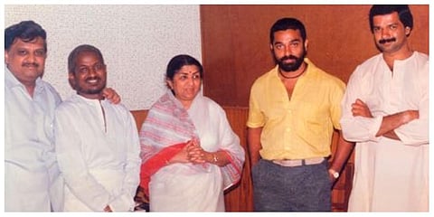 The actor also posted a picture of him with Ilaiyaraaja, S.P. Balasubrahmanyam and Lata Mangeshkar that was clicked during the making of his superhit film, 'Sathya'. (Photo/ Twitter)