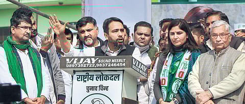 Rashtriya Lok Dal leader Jayant Chaudhary campaigns in Meerut on Monday | PTI