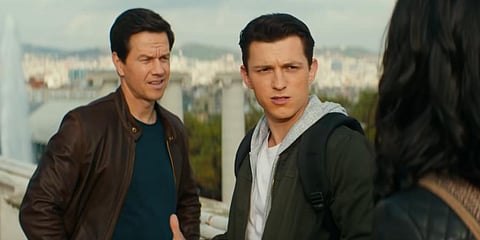Mark Wahlberg, left, and Tom Holland in 'Uncharted' movie (Photo | YouTube screengrab)