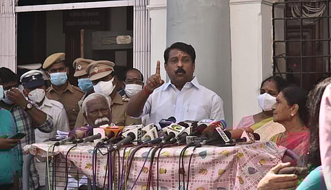 The BJP legislature party led by floor leader Nayanar Nagendran walked out of the special assembly session on NEET on Tuesday in Chennai (Express Photo | P Jawahar)