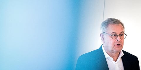 Denmark’s A.P. Moeller-Maersk CEO Soeren Skou presents the annual accounts of the company at the Maersk Museum, Arcade House, in Copenhagen, Feb 9, 2022. (Photo | AP)