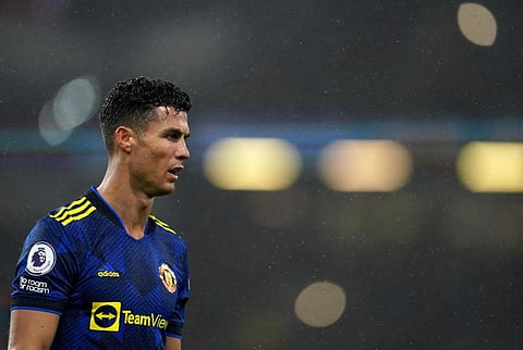 Manchester United's Cristiano Ronaldo looks out during the EPL soccer match between Burnley and Manchester United at Turf Moor, in Burnley, England. (Photo | AP)