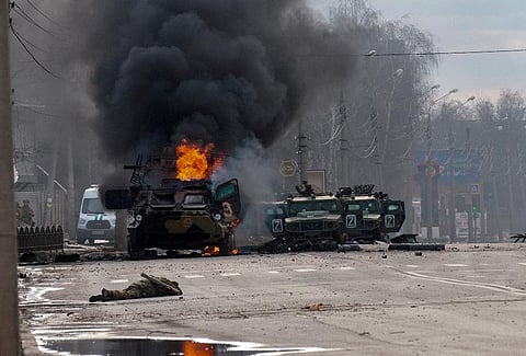 The city authorities said that Ukrainian forces engaged in fighting with Russian troops that entered the country's second-largest city on Sunday.  (Photo | AP)
