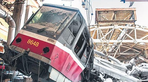 Tram destroyed by shelling, at a depot in Kharkiv on Saturday | ap/pti | P9