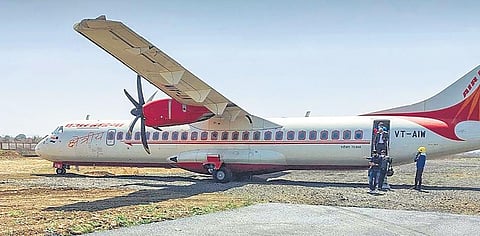 The Air India flight which came to a halt off the runway at the Dumna aiport in Jabalpur on Saturday | PTI