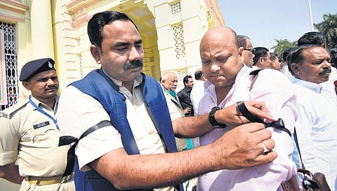 RJD legislators wear black ribbons in protest against CM Nitish Kumar in Patna. (File photo| PTI)