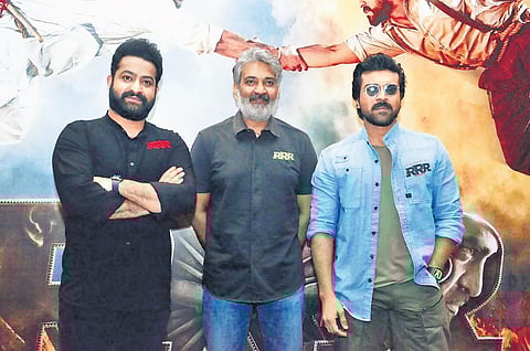 Jr NTR, Rajamouli and Ram Charan