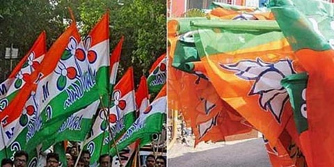 TMC flags (left) and BJP flags. (File Photo)