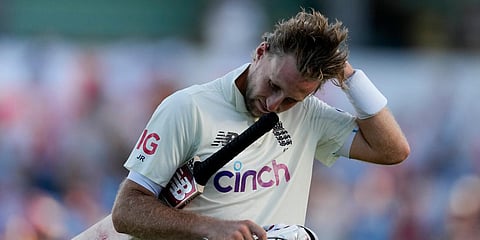 England skipper Joe Root leaves the pitch at the end of Day 1 of the 2nd Test match at the Kensington Oval against West Indies in Bridgetown. (Photo| AP)