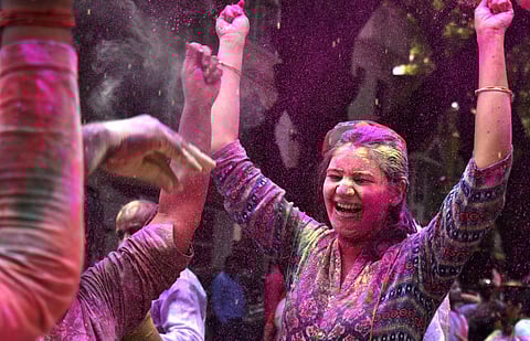 From children playing with water balloons to youngsters smearing colour on each other, Holi is the most vibrant festival in the country. (Photo | S Senbagapandiyan, EPS)