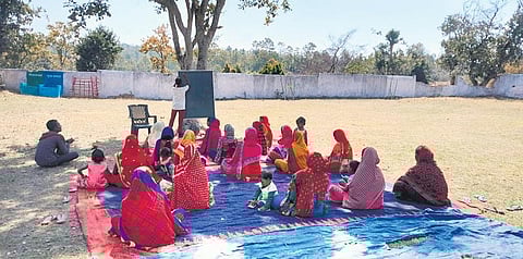 Children studying in Class 8 and above are involved in educating their parents, relatives and neighbours and are given a two-day training. The classes are usually conducted in the evening. ( Photo | E