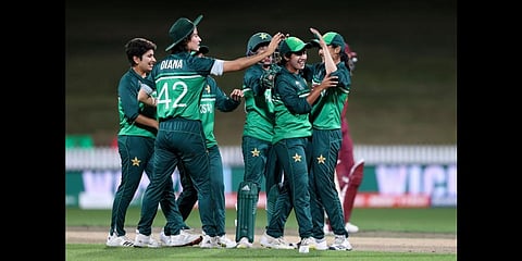 Members of the Pakistan team celebrating.(Photo | Twitter