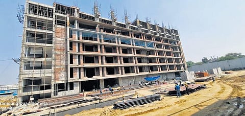 Construction work of a hospital in progress in Madipur | express