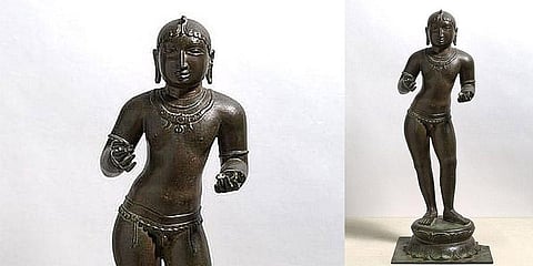 The idol of Saivaite saint Thirugnanasambanthar from Shri Sayavaneswarar Temple near Sirkazhi in Mayiladuthurai district.