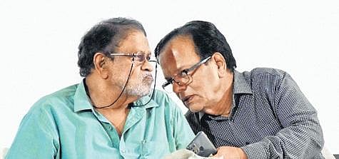 Environmentalist K Purushottam Reddy (right) has a word with B V Subba Rao, of BIS India at a meeting in Hyderabad on Tuesday  | R V K Rao