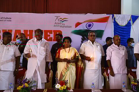 Lt Governor, Chief minister and others participating in Shadid Divas function. (Photo | EPS)