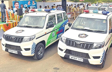 Disha patrol vehicles and caravans flagged off by Chief Minister YS Jagan Mohan Reddy at the Secretariat in Velagapudi on Wednesday | P Ravindra Babu