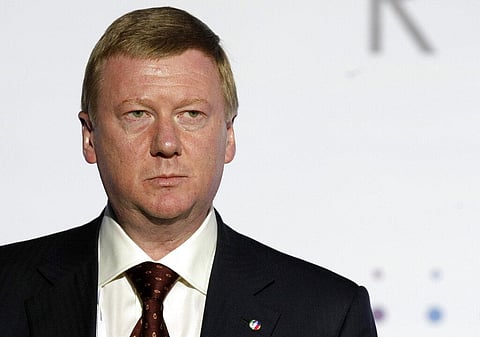 Rusnano corporation chief Anatoly Chubais looks on at a Nanotechnology Forum in Moscow, Russia, Oct. 6, 2009. (Photo | AP)