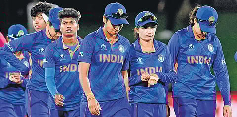 Indian team walks off the field after their loss against South Africa on Sunday | AFP