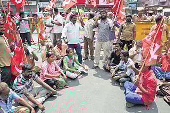 CITU protesting against Central policies on Chennai’s Mount Road | Sriram R