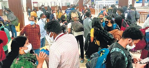 168 Keralite students who landed at the Kochi airport on Wednesday night in a  chartered flight from Ukraine. The flight was chartered by Norka from Delhi