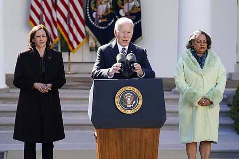 President Joe Biden speaks after signing the Emmett Till Anti-Lynching Act in the Rose Garden of the White House, Tuesday, March 29, 2022, in Washington(Photo |AP)