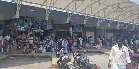 Shops inside the redeveloped Thanjavur bus stand have encroached upon passenger area | Express