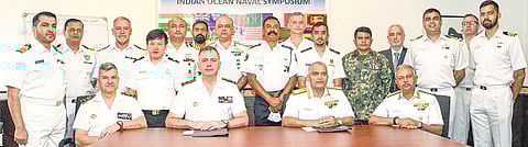 Navy chief Admiral R Hari Kumar with observers from the Indian Ocean Naval Symposium (IONS) member navies during the IONS Maritime Exercise 2022 | PTI