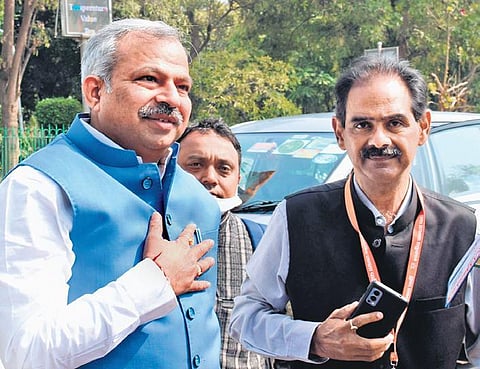 Delhi BJP president Adesh Gupta during the campaign on Friday | Kabir Jhangiani