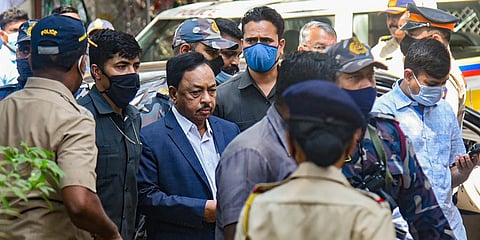 Union Minister Narayan Rane arrive at Malavani police station, in Mumbai. (Photo | PTI)