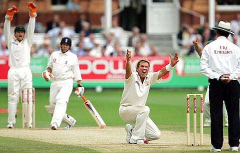 Australia's Shane Warne appeals to the umpire for lbw against of England's Garaint Jones during the third day's play of the First Test match at Lord's Cricket ground in London. (Photo | AP)