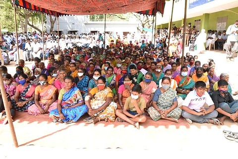 People of Thengumarahada attending a meeting. ( Photo | EPS)