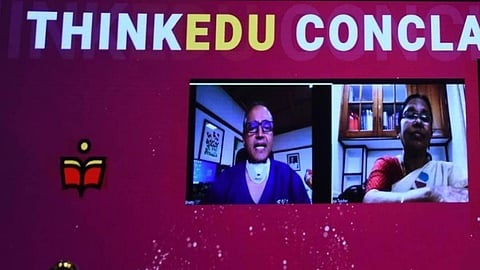 Dr Devi Shetty and KK Shailaja at ThinkEdu 2022. (EPS)