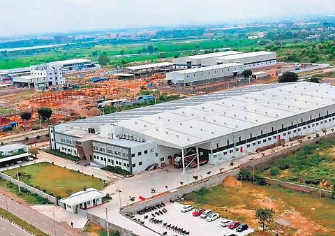 An aerial view of the FLO industrial park in Sultanpur near Patancheru
