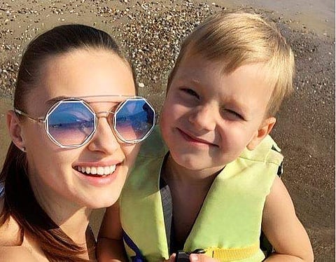 Former Miss Ukraine Veronika Didusenko with her son (Photo | Instagram)