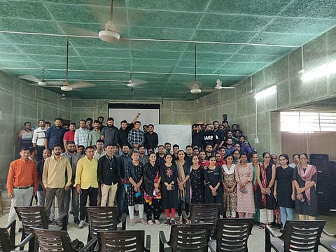 Teachers and government employees protested against National Pension Scheme (NPS) in various parts of Gujarat on Friday, April 1, 2022.